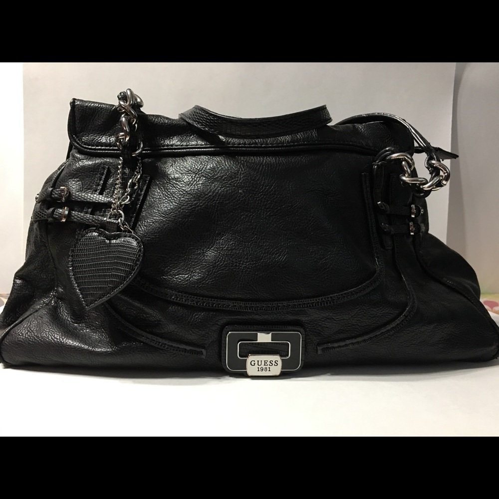 Black Handbag with Patterned Interior | Guess